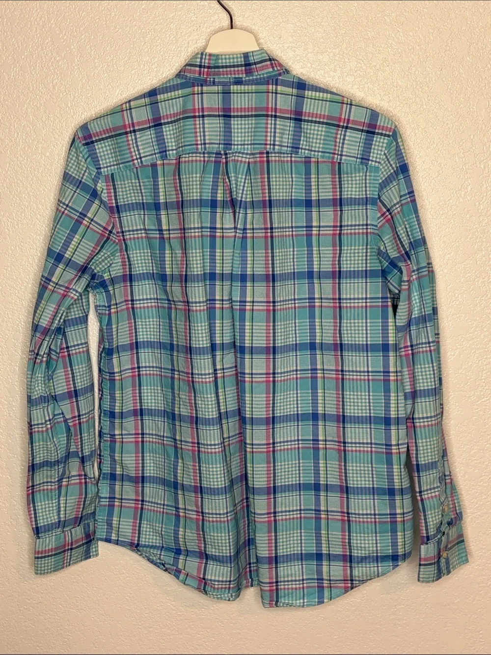 Ralph Lauren Blue Pastel Plaid Natural Stretch Button Down Shirt Size XL (18/20)